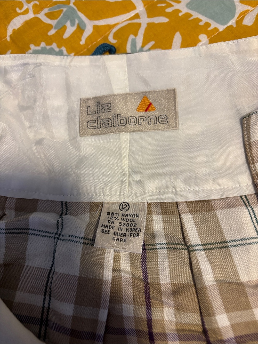 Vintage Liz Claiborne Plaid Pleated Maxi Skirt Buttons Rayon Wool 90s - Picture 5 of 5